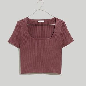 Madewell Square Neck Crop Sweater Tee in Fig sz Small